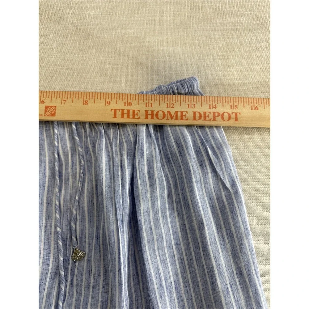 Blue Island Shirt Shorts Set M‎ Blue White Striped Rayon Coastal Minimalist Boho